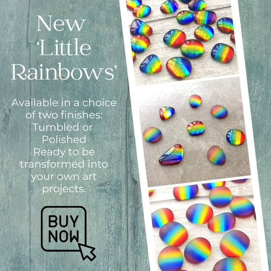 new product in my tumbled seaglass collection, little rainbows, frosted opaque or polished shiny finish