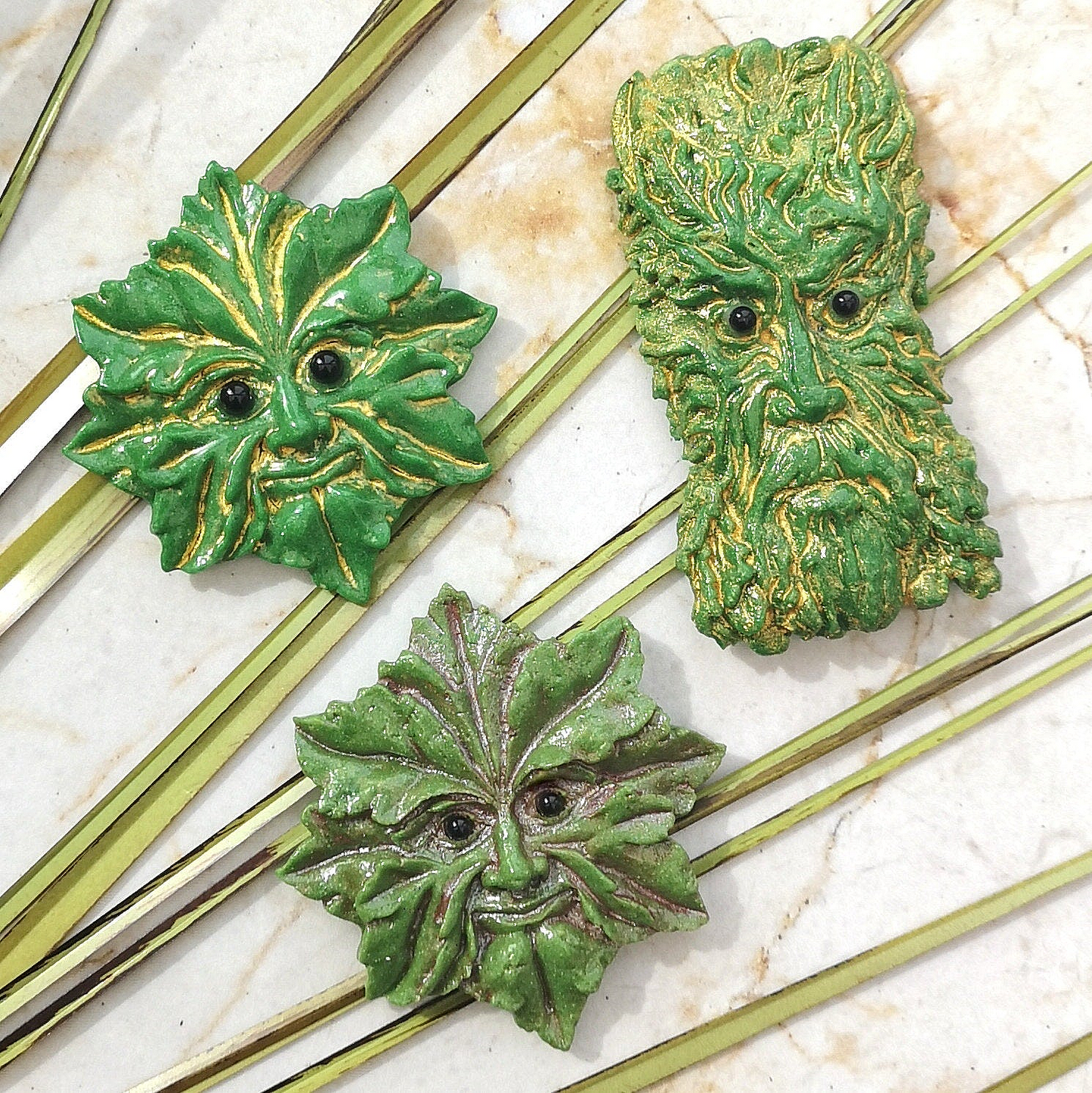 Handmade fused glass Greenman face fridge magnet. Magnetic Leaf Man. Man of the woods decor. Nature lover gift. Pagan gift.