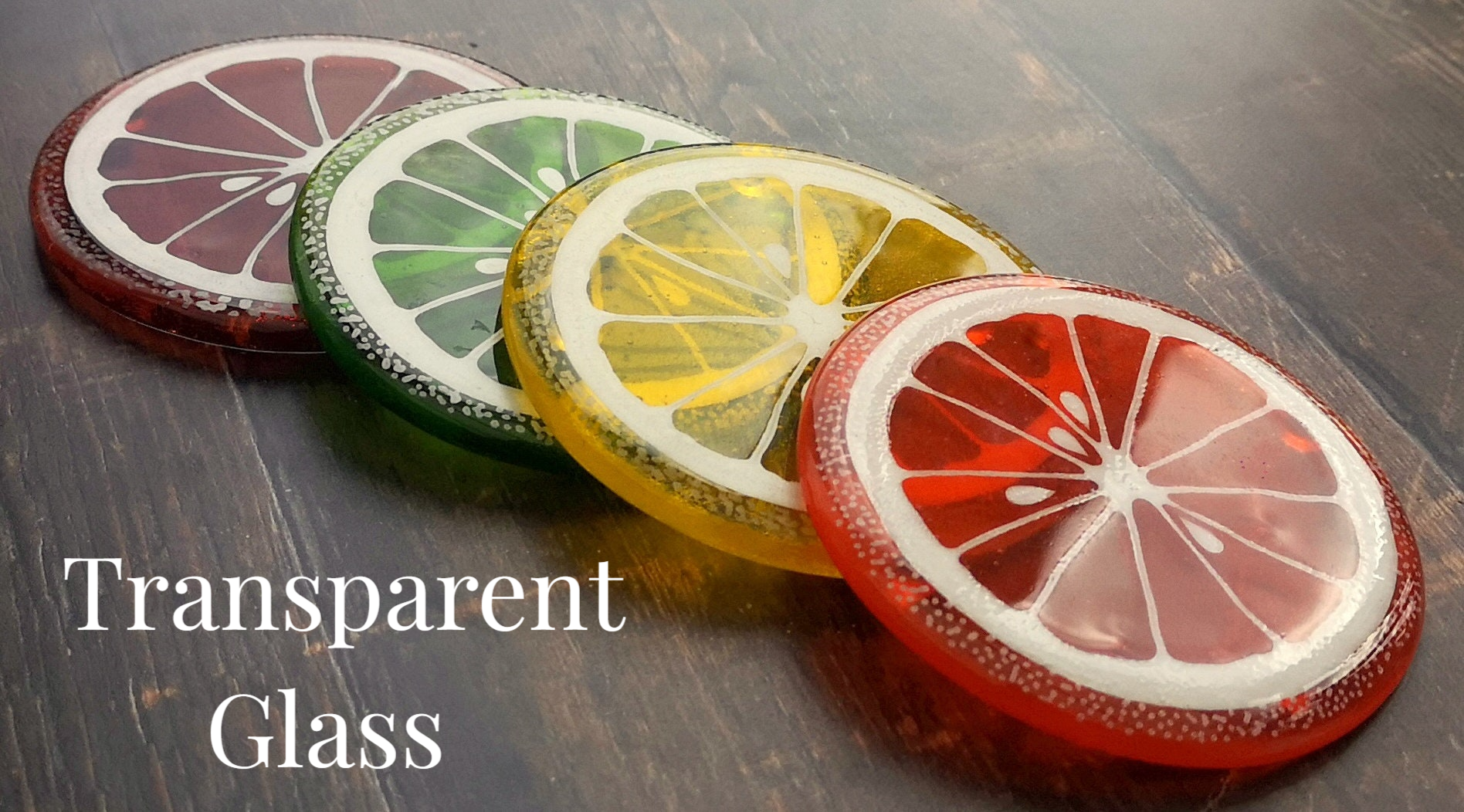 Handmade fused glass fruit slice drinks coaster, citrus fruit colourful glass tile, hot drink table mat. Fruity decor gift, wall tile. Hand painted design, home decoration, dining table protection.