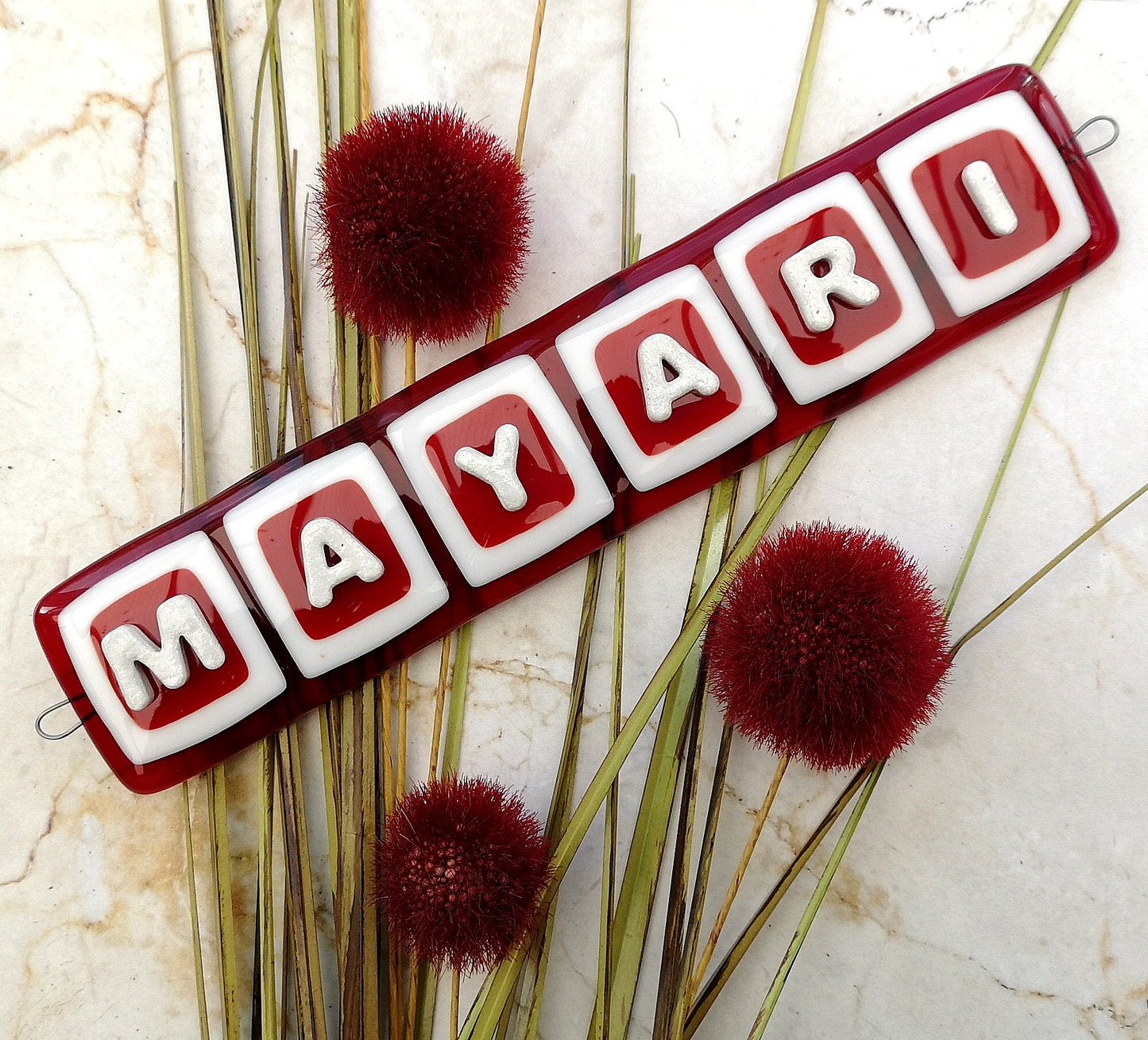 Handmade fused glass personalised name sign. Customised 3D name plaque. Child's name door sign. Colourful name plate, new baby gift. Expecting Mum present.