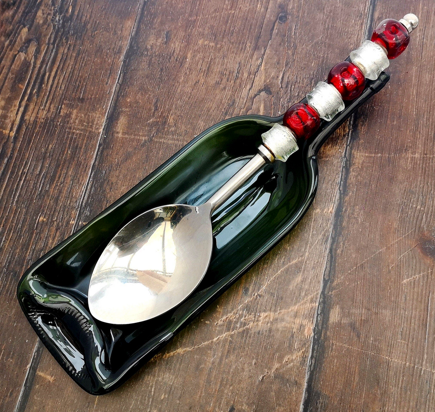 Handmade fused glass Recycled Wine Bottle Dish. Squashed, slumped bottle serving plate. Eco gift, zero waste, reclaimed, upcycled glass bowl.