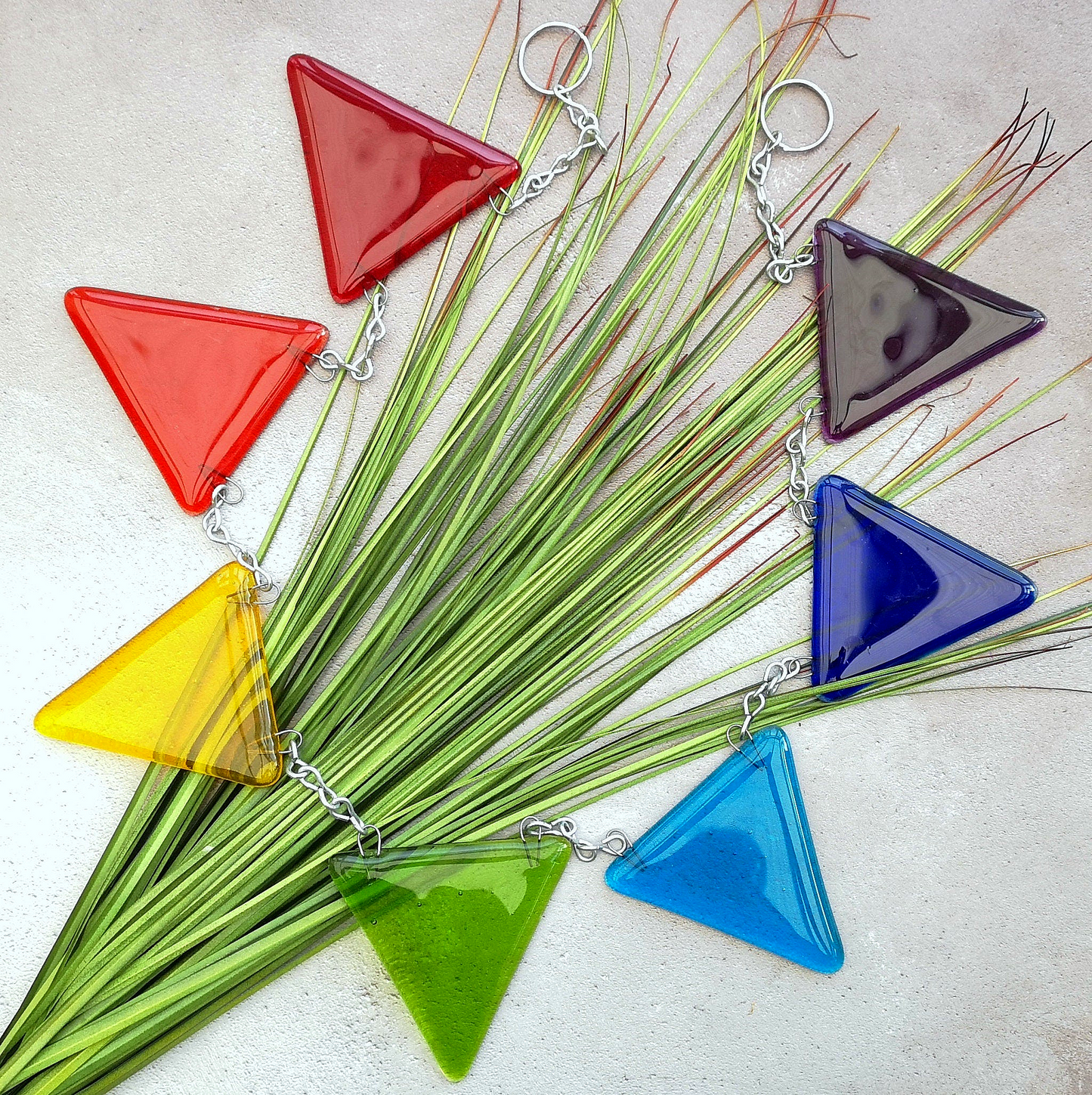 Handmade fused glass bunting. Rainbow bunting, other custom colours & lengths possible, colourful bunting suncatcher, rainbow light catcher gift.