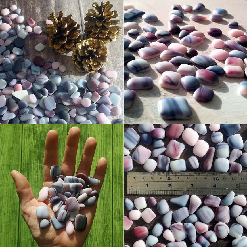 Colourful Tumbled Sea Glass Mix in Pink, Purple, and White for Crafting Projects