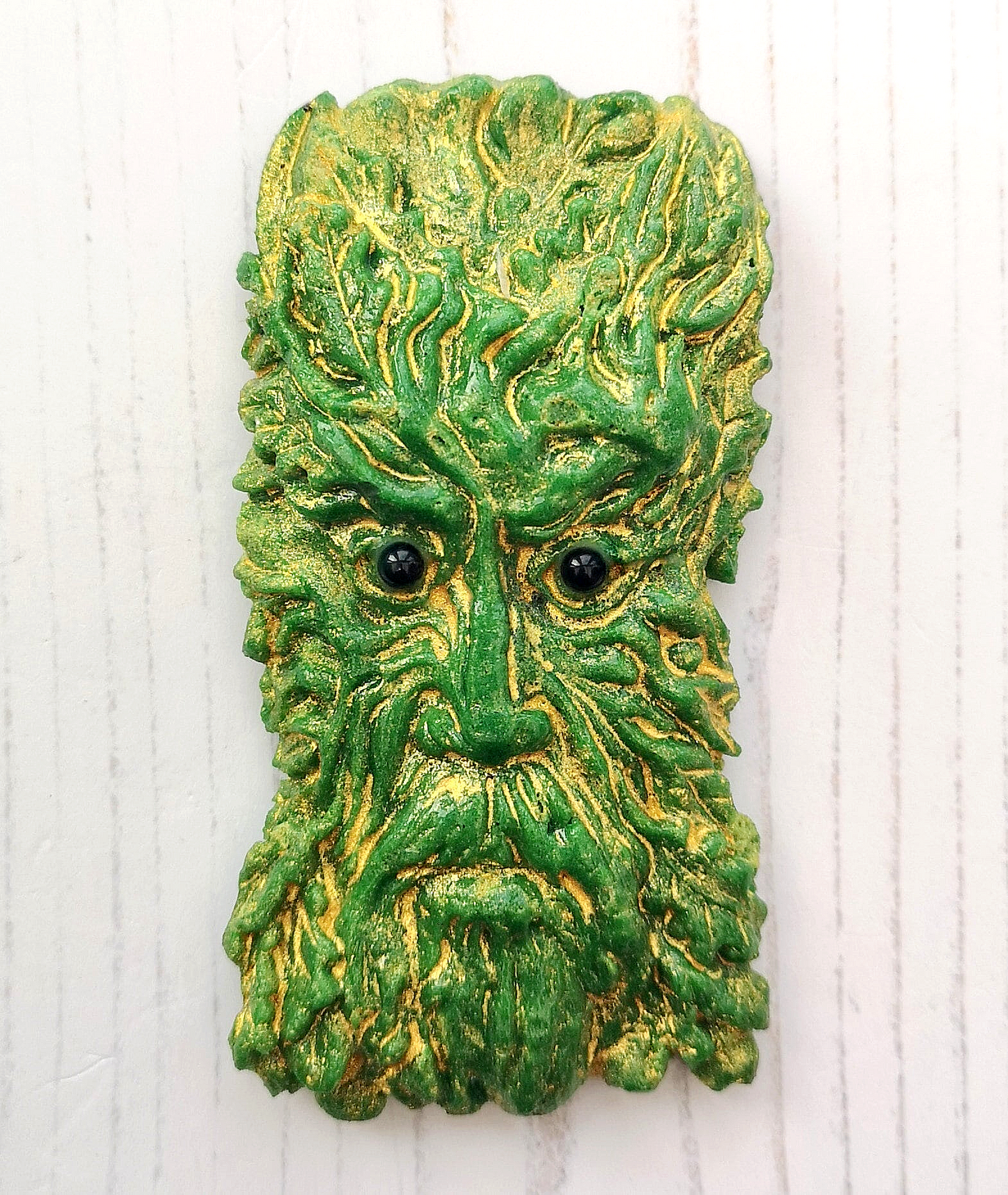 Handmade fused glass Greenman face fridge magnet. Magnetic Leaf Man. Man of the woods decor. Nature lover gift. Pagan gift.