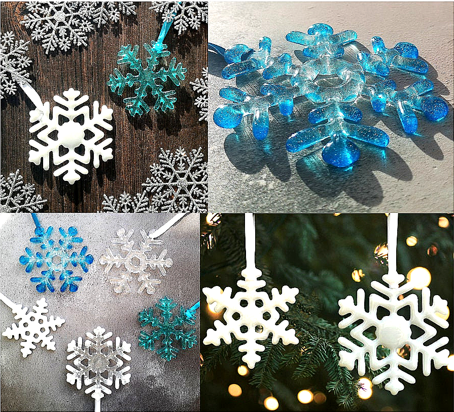 Handmade Fused Glass Hanging Snowflake Decorations - Each piece crafted individually, providing a unique touch to your decor