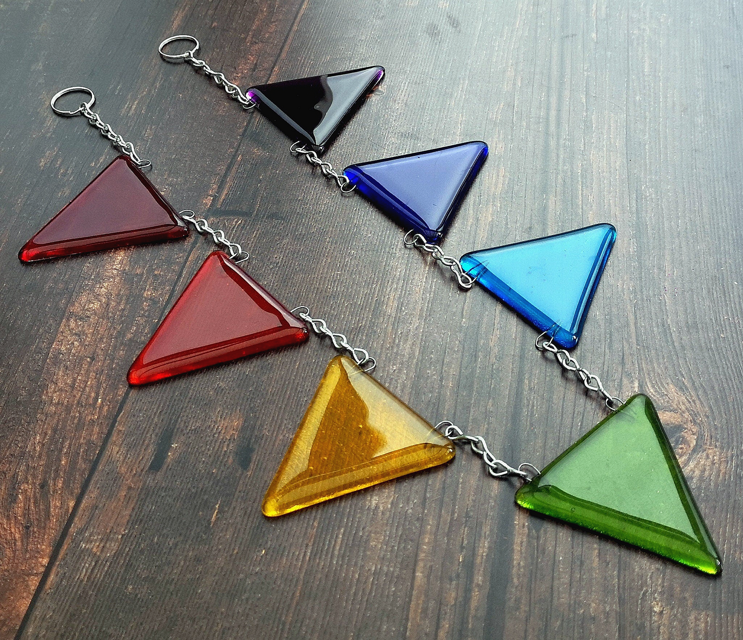 Handmade fused glass bunting. Rainbow bunting, other custom colours & lengths possible, colourful bunting suncatcher, rainbow light catcher gift.