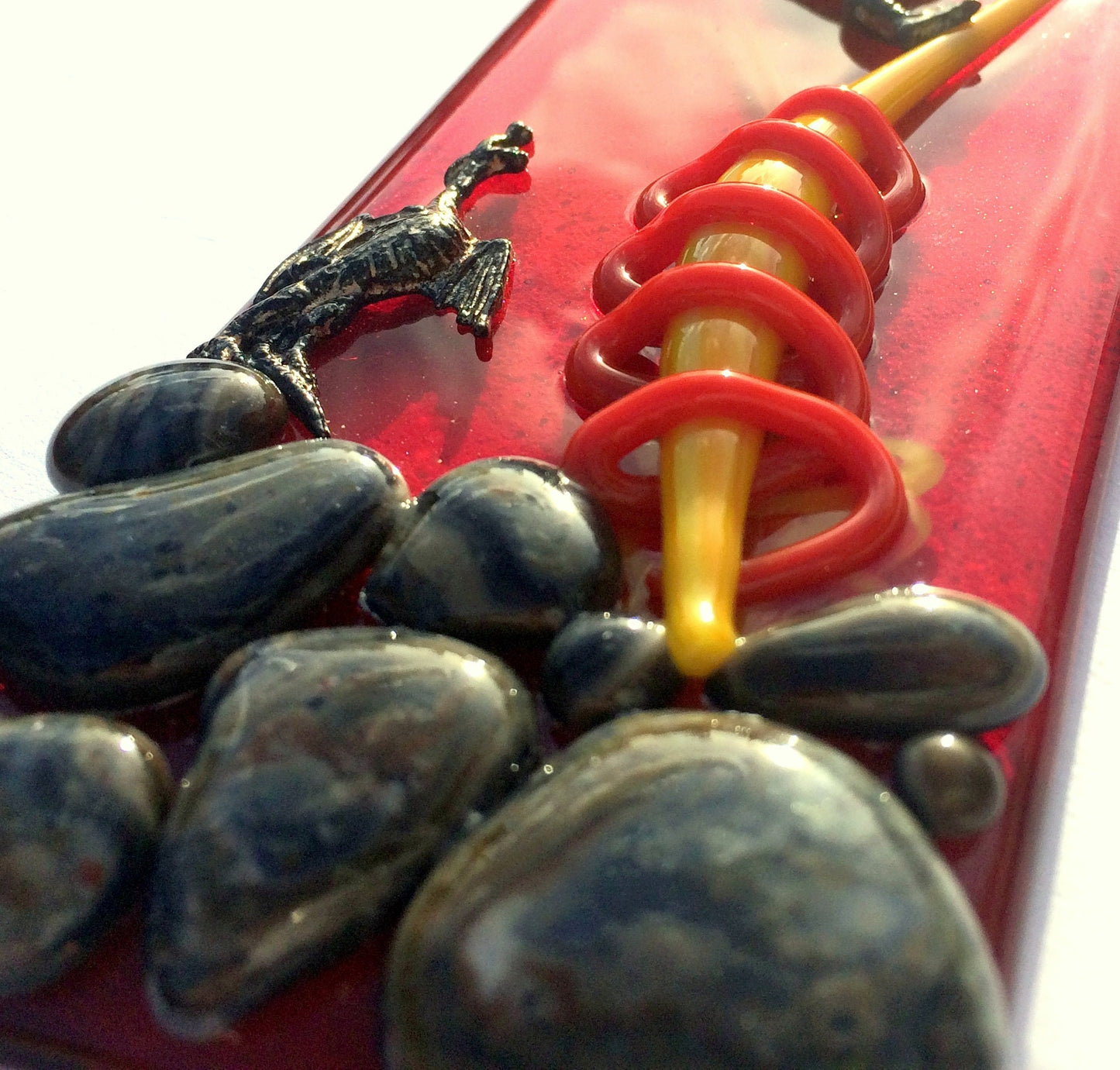 Handmade fused glass 3D Dragons Hanging Picture Suncatcher. Sunset wall art, present, gift fantasy decoration. Dragon mythical creatures.