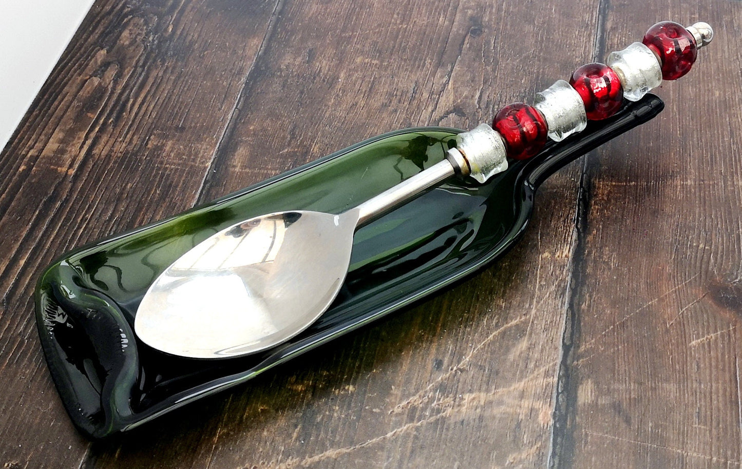 Handmade fused glass Recycled Wine Bottle Dish. Squashed, slumped bottle serving plate. Eco gift, zero waste, reclaimed, upcycled glass bowl.