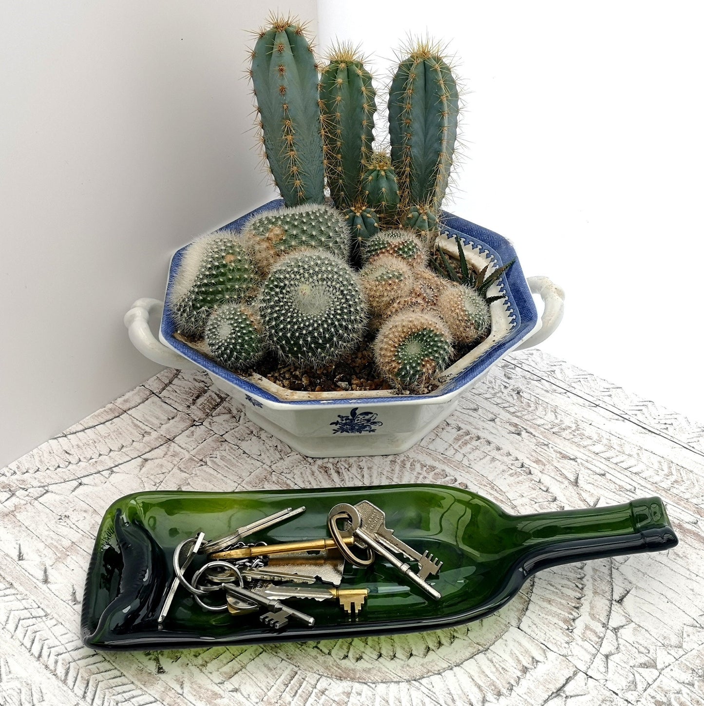 Handmade fused glass Recycled Wine Bottle Dish. Squashed, slumped bottle serving plate. Eco gift, zero waste, reclaimed, upcycled glass bowl.