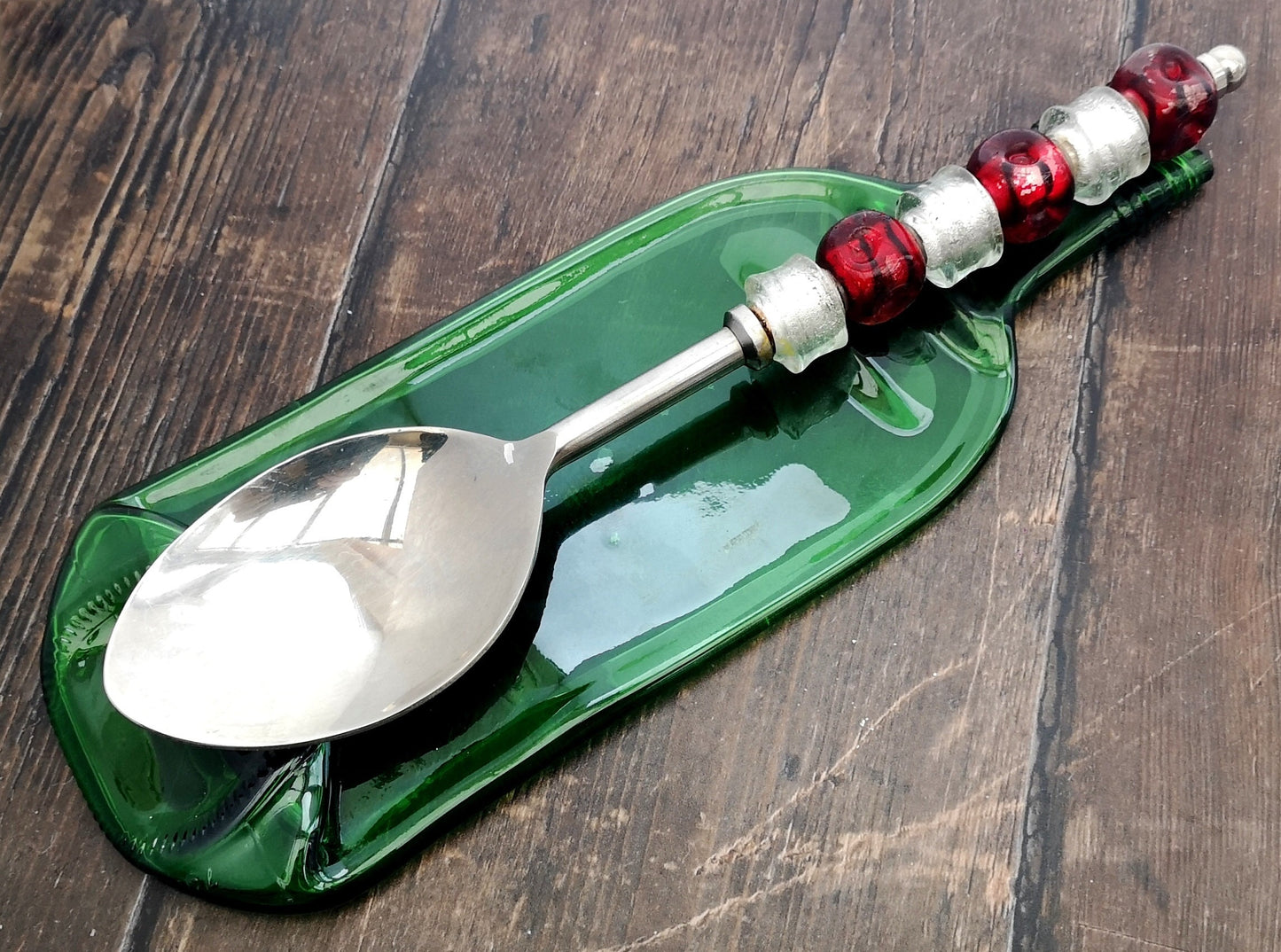 Handmade fused glass Recycled Wine / Beer Bottle Plate. Squashed, slumped bottle serving dish. Eco gift, zero waste, reclaimed, upcycled glass platter.