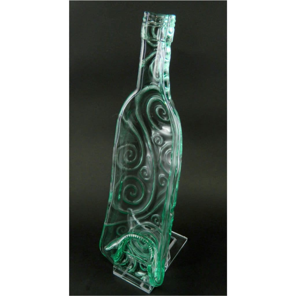 Handmade fused glass Recycled Wine Bottle Spiral Pattern Dish. Squashed Slumped Bottle Serving Plate - Eco Gift Zero Waste Reclaimed Upcycled - Spoon Rest.