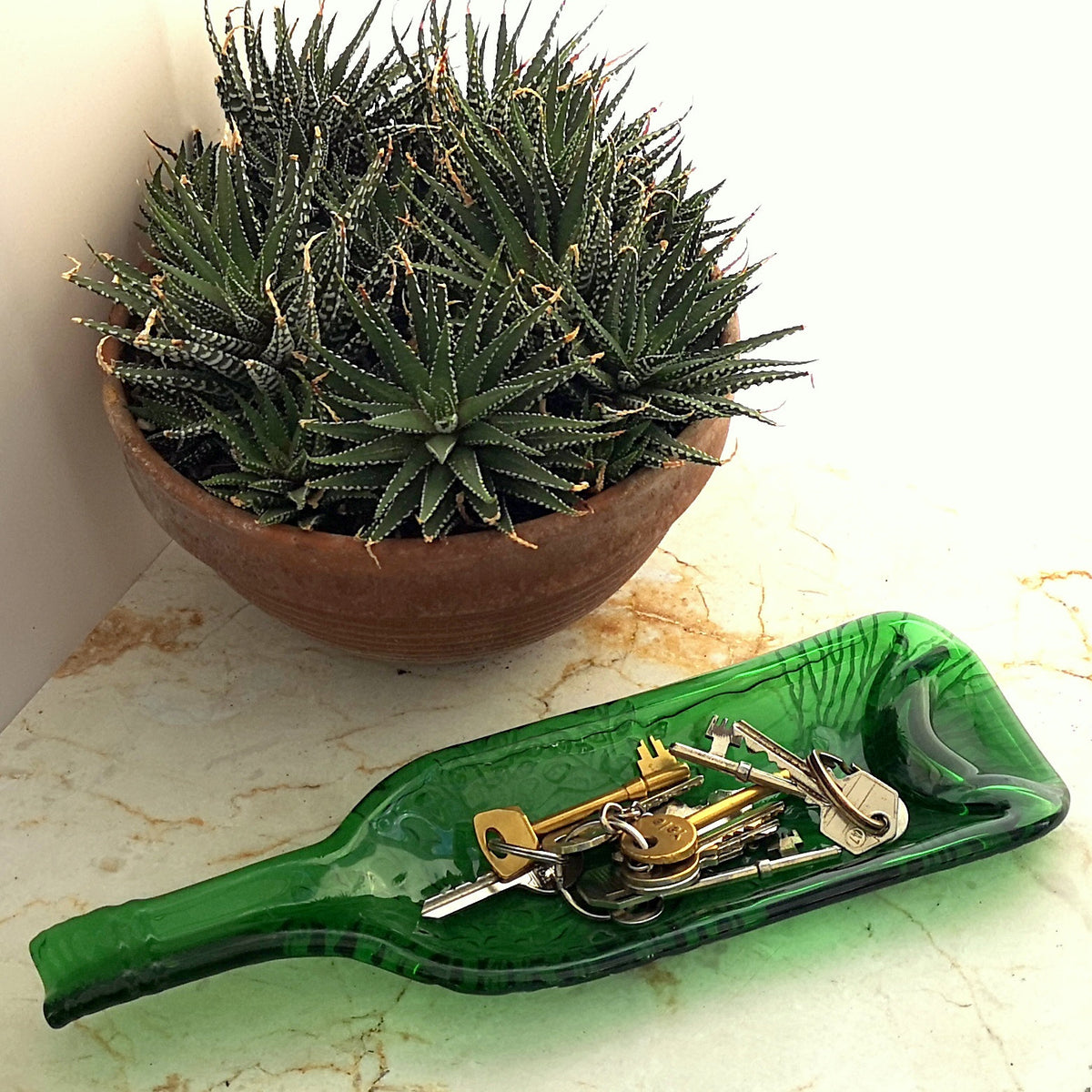 Handmade Fused Glass Recycled Wine Bottle Tree Of Life Dish. Squashed Slumped Bottle Serving Plate - Eco Gift Zero Waste Reclaimed Upcycled - Spoon Rest.
