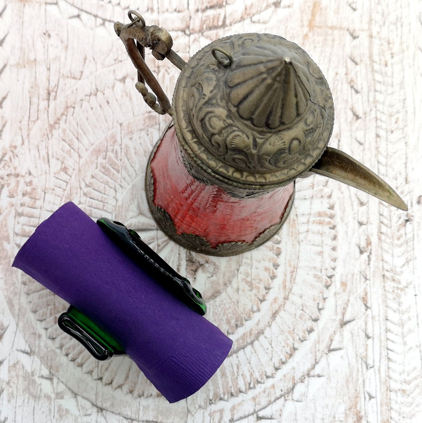 Handmade fused glass Recycled Beer Bottle Napkin Holder. Squashed, slumped bottle tissue serviette dispenser. Eco gift, zero waste, reclaimed, upcycled glass storage.