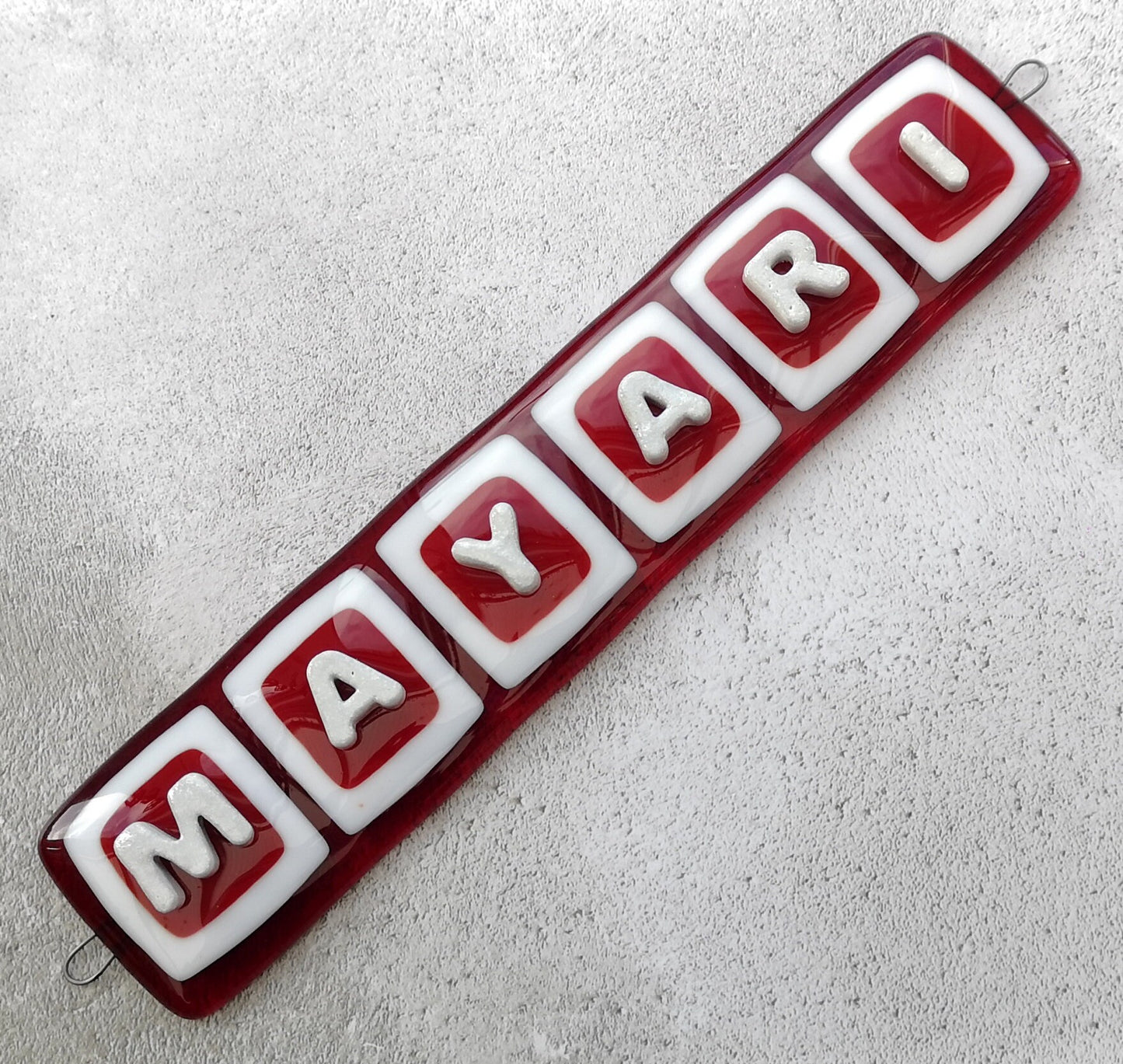 Handmade fused glass personalised name sign. Customised 3D name plaque. Child's name door sign. Colourful name plate, new baby gift. Expecting Mum present.