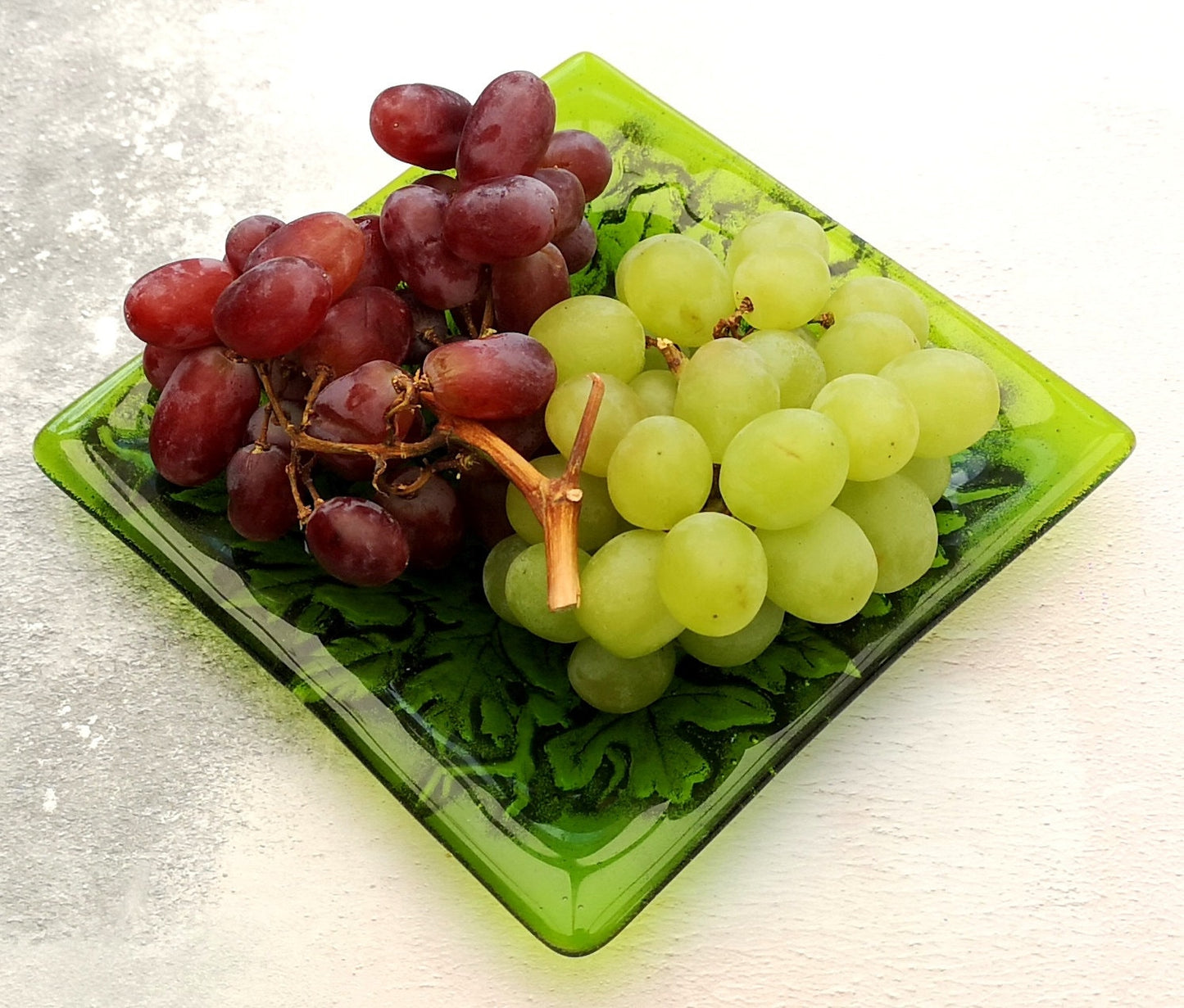 Handmade fused glass Greenman face square bowl. Leaf Man decorative dish, serving plate. Man of the woods ashtray. Nature lover gift. Pagan gift.