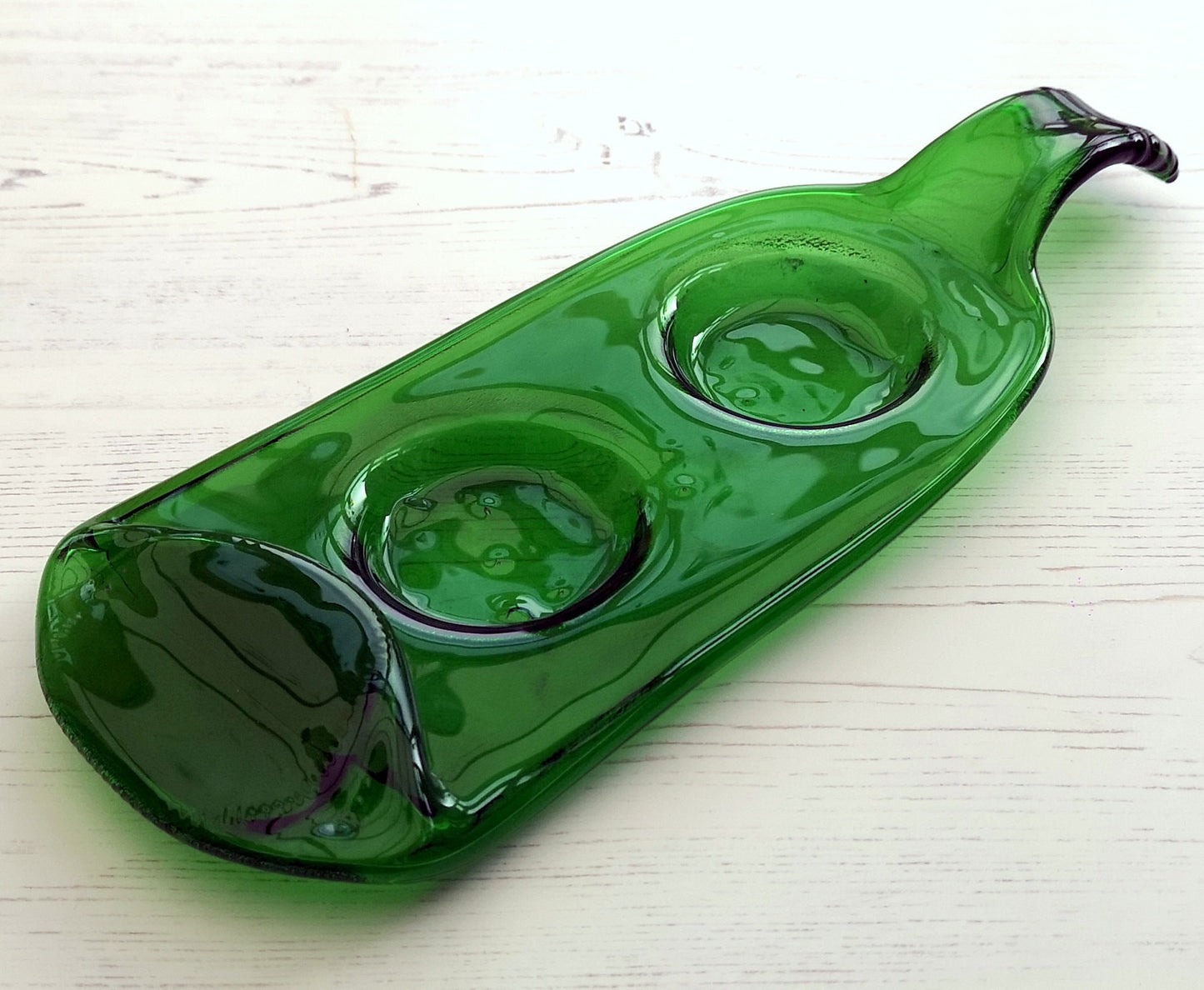 Handmade fused glass Recycled Wine Bottle Tealight / Small Candle Holder. Squashed Slumped Bottle - Eco Gift Zero Waste Reclaimed Upcycled.