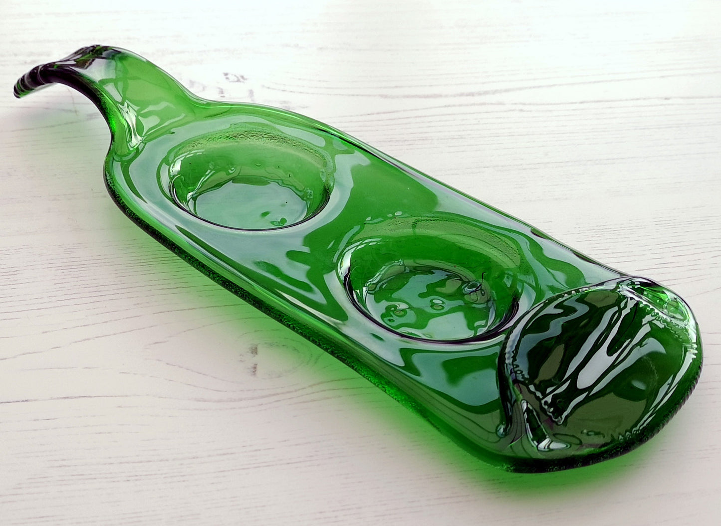 Handmade fused glass Recycled Wine Bottle Tealight / Small Candle Holder. Squashed Slumped Bottle - Eco Gift Zero Waste Reclaimed Upcycled.