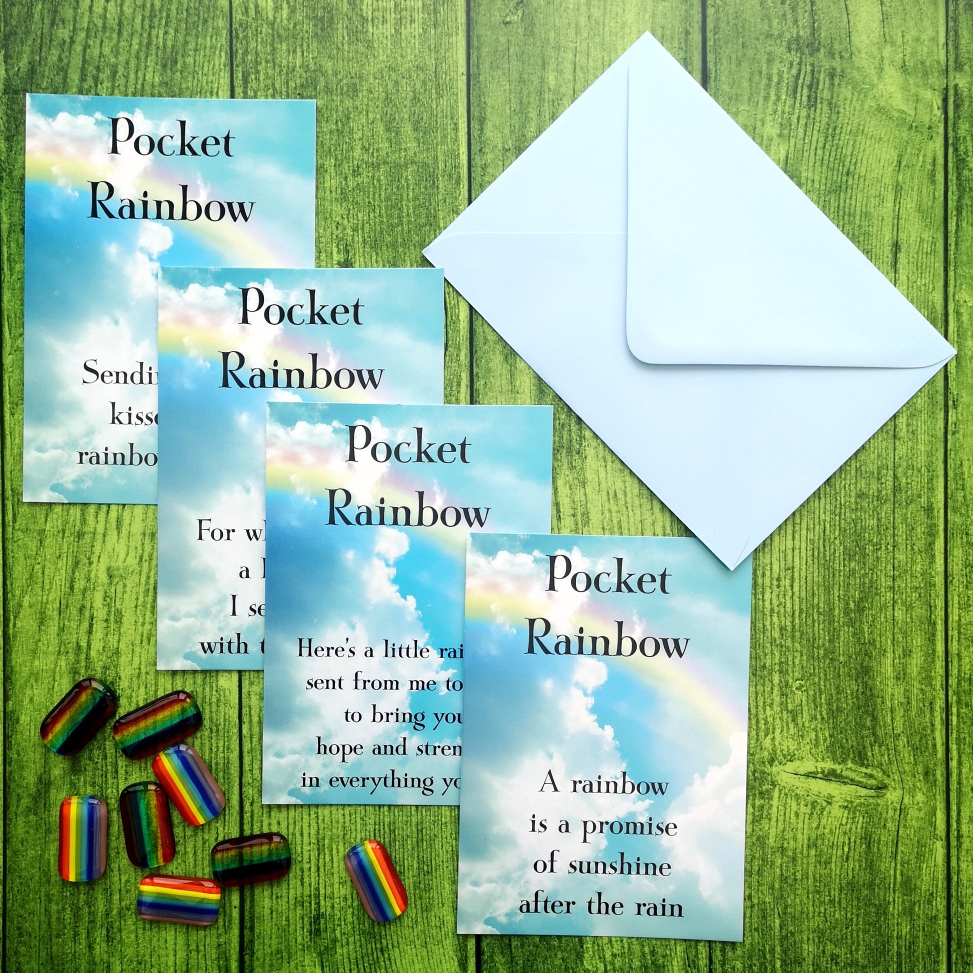 Handmade fused glass pocket heart on a postcard with envelope. 4 different messages to choose from. Pocket hug, wish stone, worry charm, keepsake. Glass heart message gift card, greeting card present. Gift for the friend on-the-mend