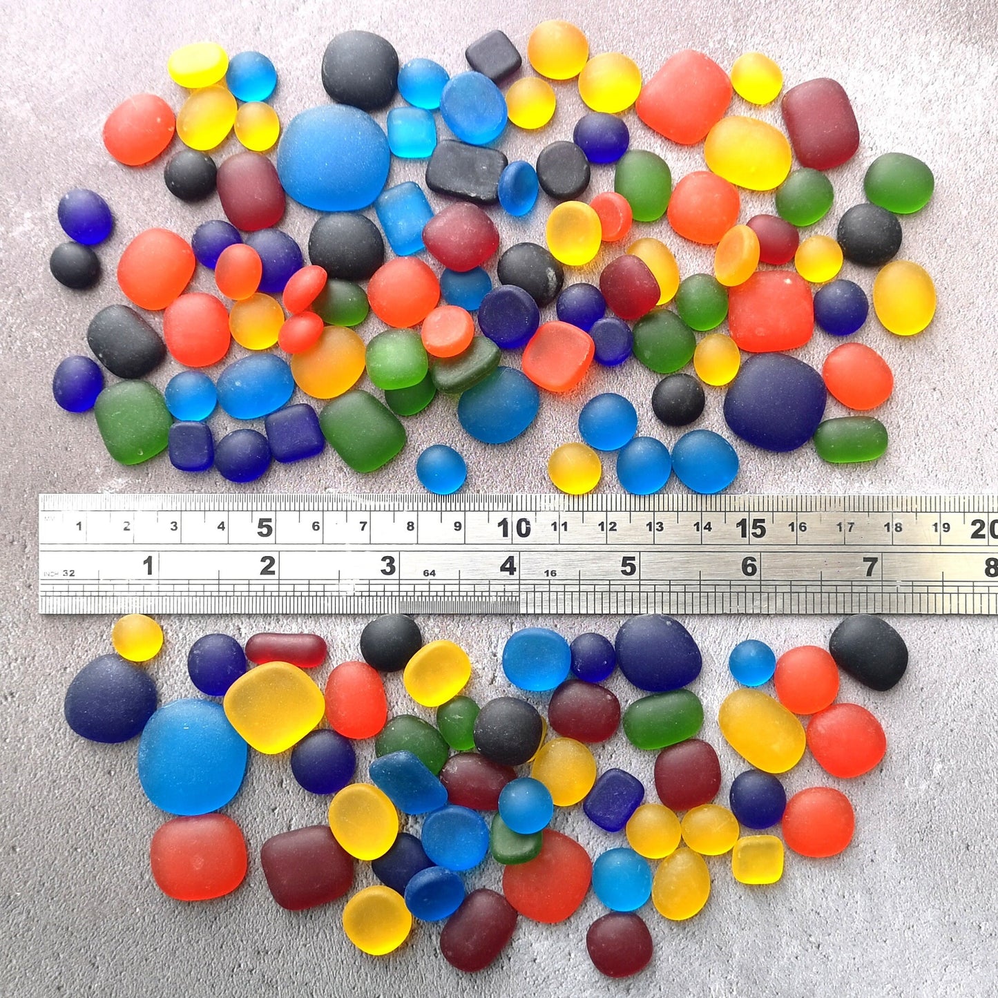 Artistic inspiration with rainbow tumbled glass, perfect for a home decor project, versatile use in DIY craft projects. Gift for myself.