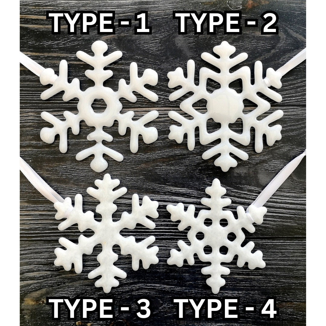 Type 1 Measures 11.5 x 11.5cm Handcrafted in a kiln for quality
Type 2 Snowflake Variation Same dimensions, offering a different design for a diverse display
Type 3 A smaller size at 10 x 10cm, adding versatility to your decor
Type 4 10 x 10cm