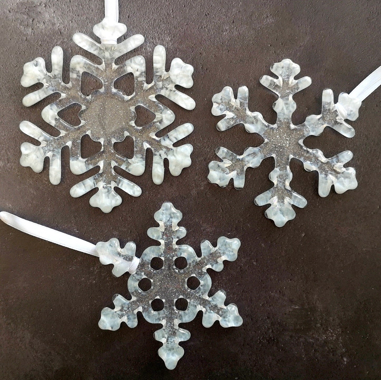Clear with White Tips Snowflake - A delicate and timeless addition to your festive decor