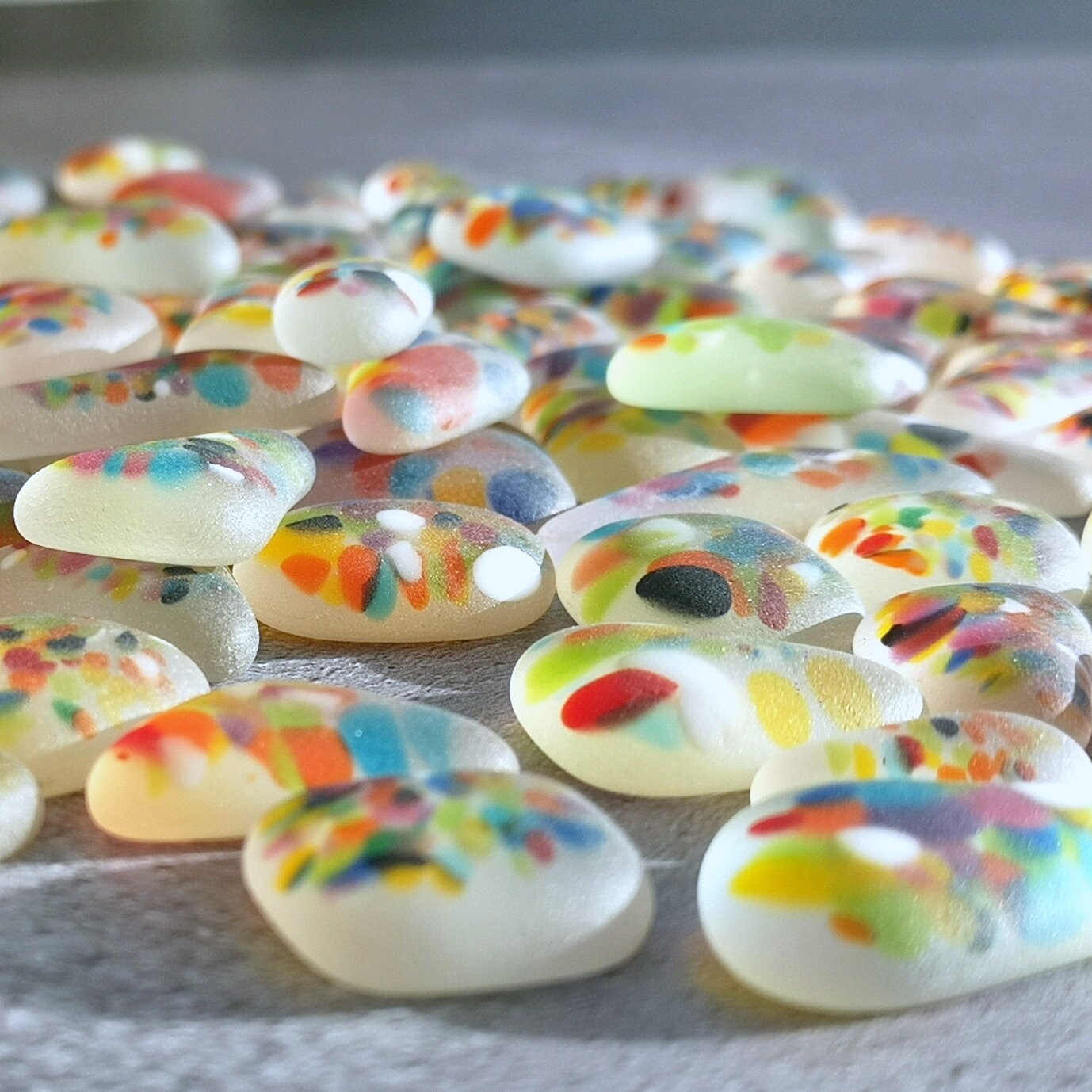Close up view of colourful tumbled seaglass ready for your creations