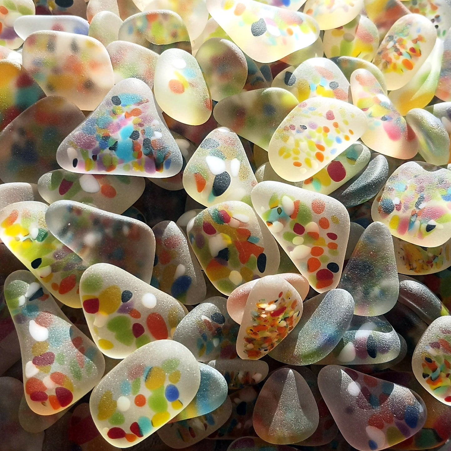 Crafting Wonderland: Mixed Bags of Tumbled Glass in Various Shapes and Sizes